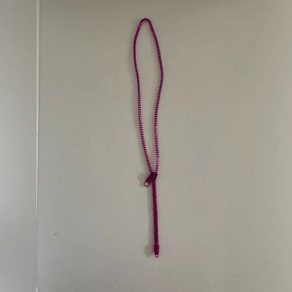 VTG 1980’s Chunky Punk Adjustable Zipper Necklace Purple Lavender Shimmer New - Picture 4 of 11